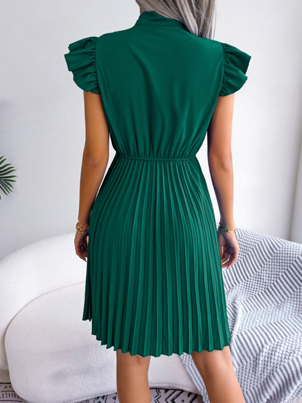Temperament Lace-Up Waist Pleated Skirt