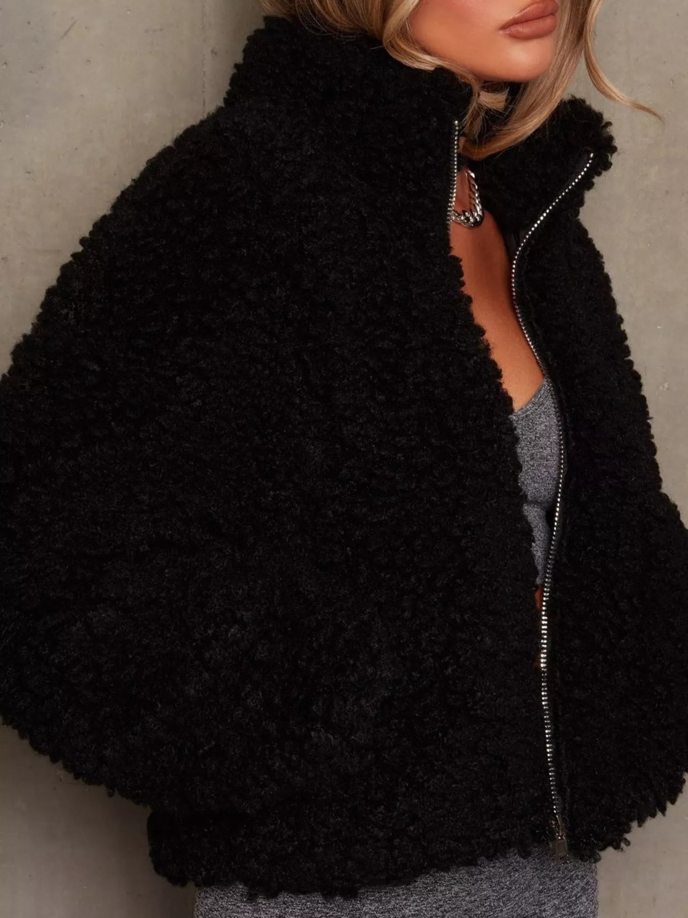Cozy Zip Up Cropped Sherpa Jacket