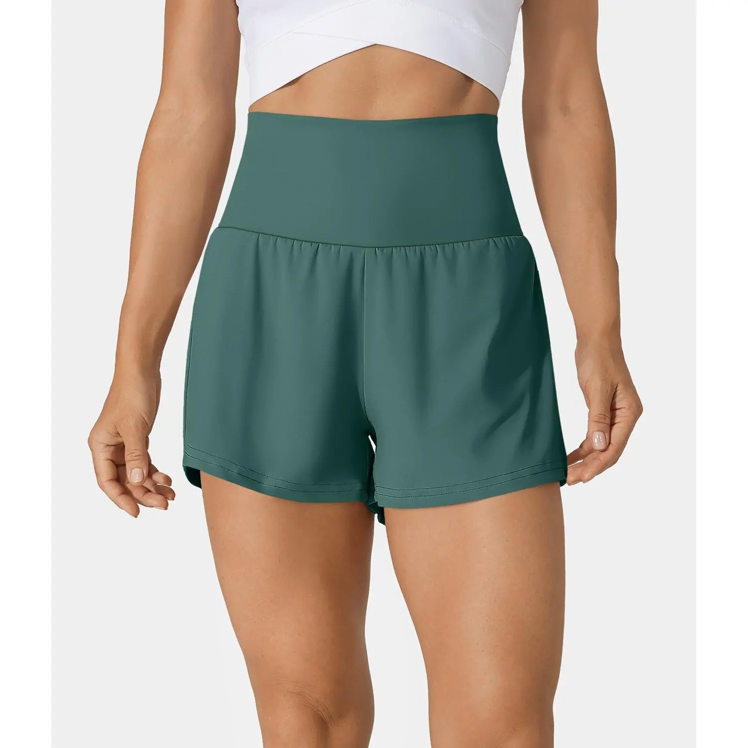 Women’s 2-in-1 Super High Waisted Yoga Shorts with Multi Pockets