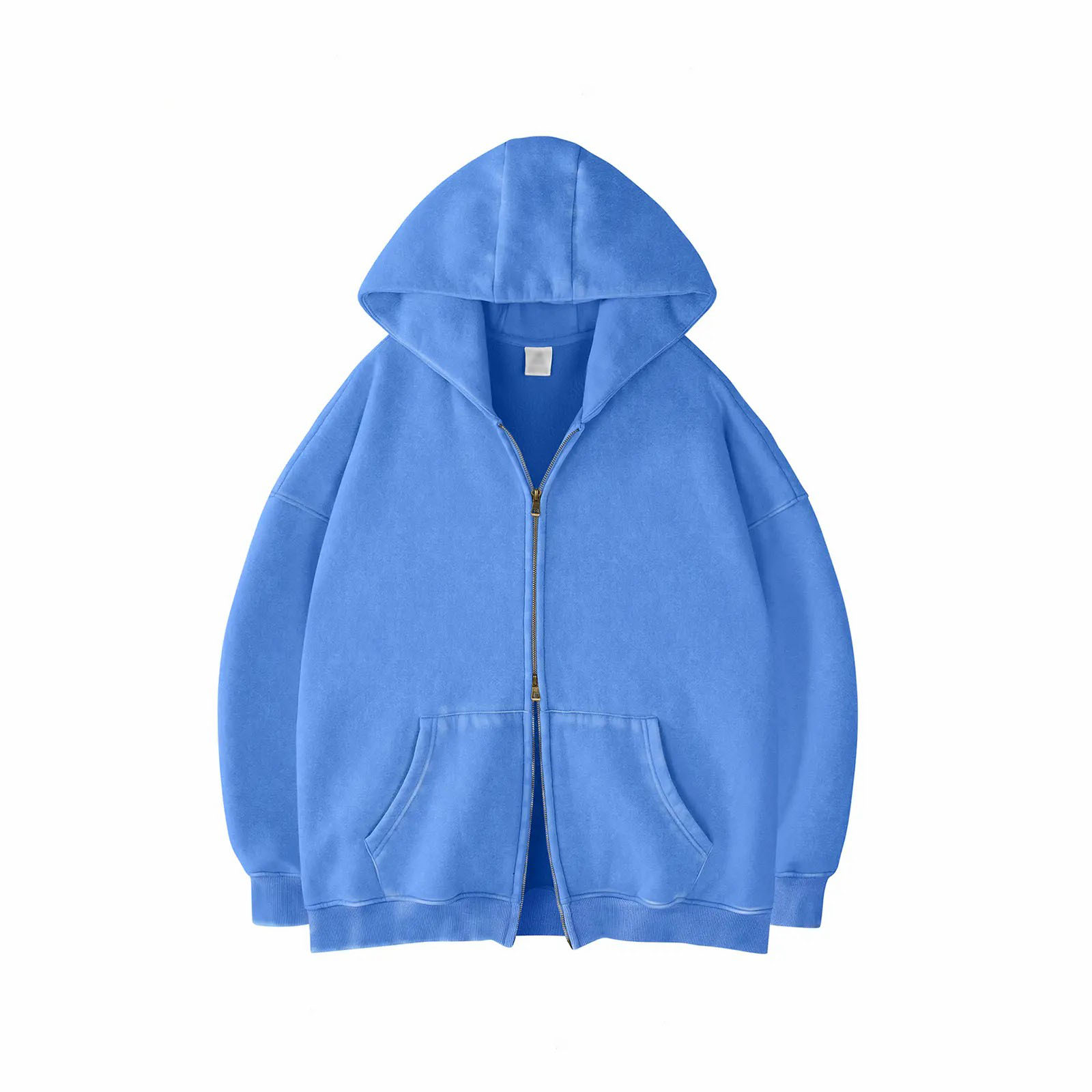 Unisex Acid Wash Oversized Zip-Up Hoodie – Heavyweight Fleece Cotton Sweatshirt