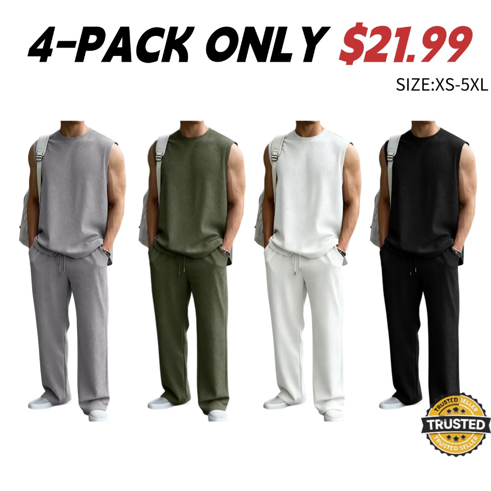 Men's Ribbed Knit Two-Piece Sports Set