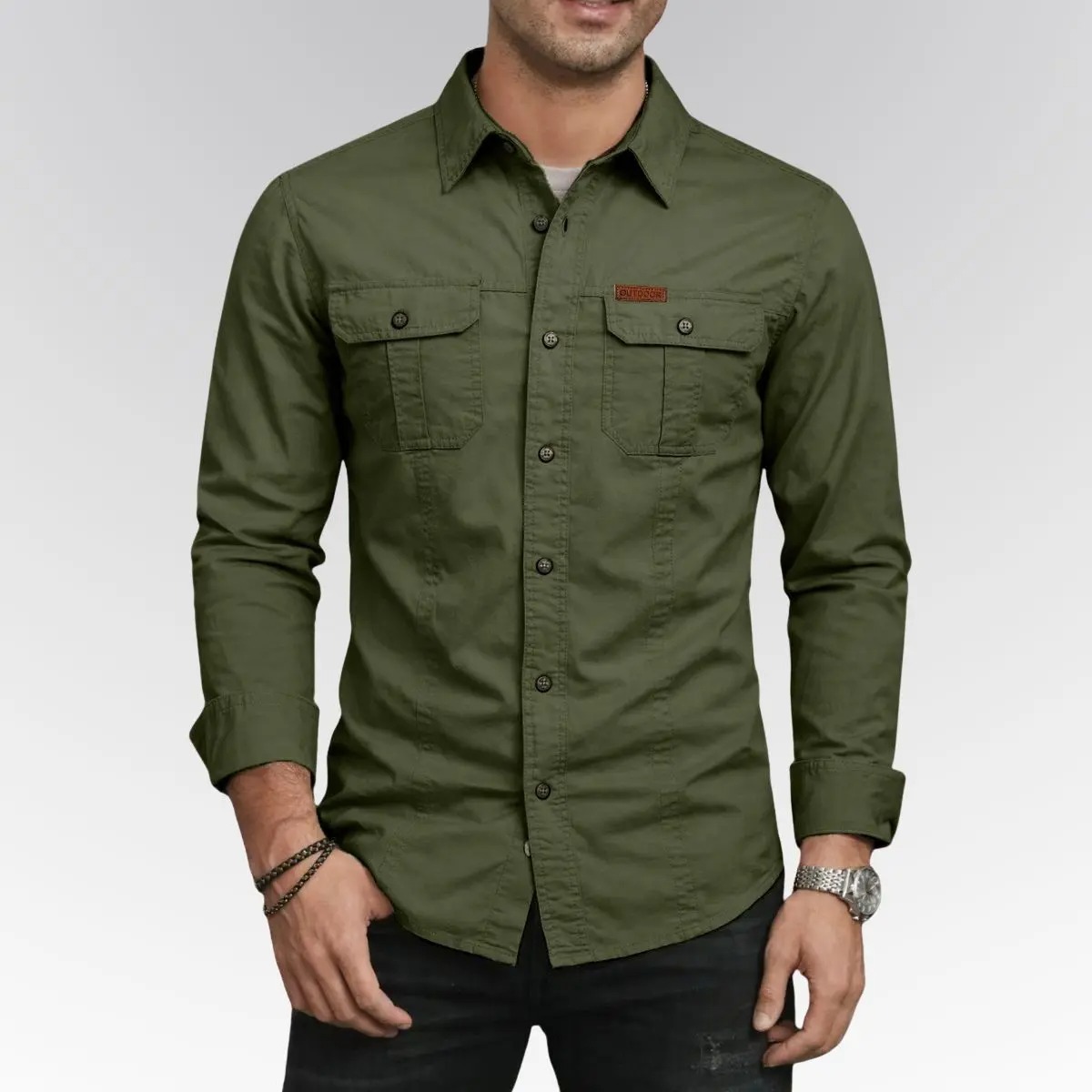 Men's Long Sleeve Workwear Shirt Outdoor Casual Versatile Top