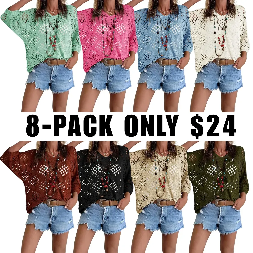 🔥Clearance sale, limited stock 🔥Women's Bohemian-Style Crocheted V-Neck Top
