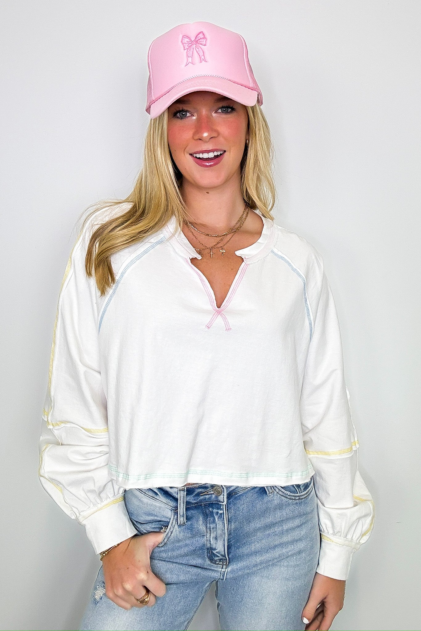 V-Neck Contrast Top