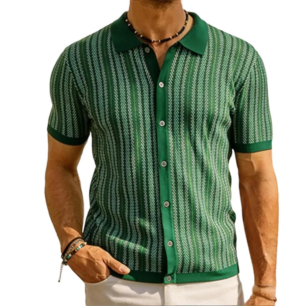 Men's Retro Button- Sweater Non-Stretch Shirt