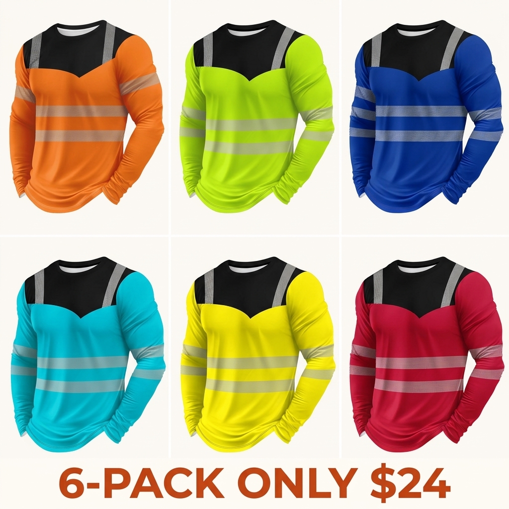 Men's Long-Sleeve Athletic T-Shirt — High-Performance Sportswear — Quick-Drying Top with Fluorescent Color-Blocking