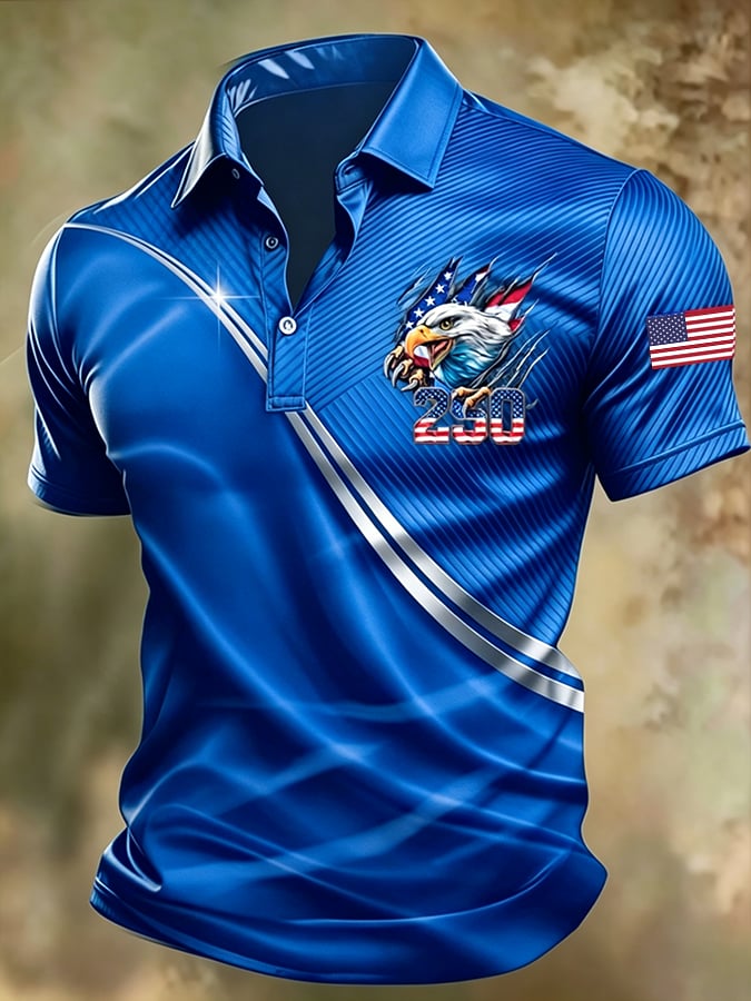 Men's 250th Anniversary Printed Casual Polo Shirt