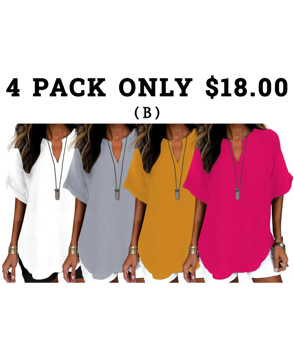 Women's Plain Short Sleeve Blouse