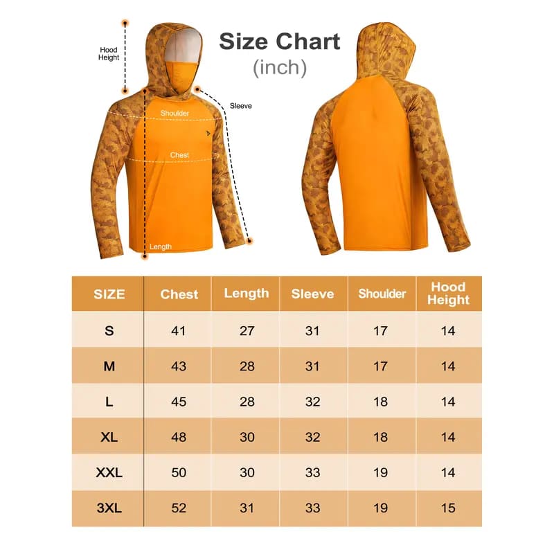 Men's Sun Protection Hoodie (with Face Mask/Neck Gaiter) — UPF 50+ UV Protection, Long Sleeve, Lightweight, Quick-Drying, Moisture-Wicking, Breathable & Cooling