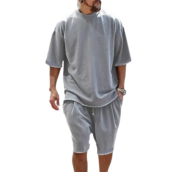 🔥🔥Men’s Cotton Relaxed Fit Sweat Set – Casual T-Shirt & Shorts Lounge Outfit
