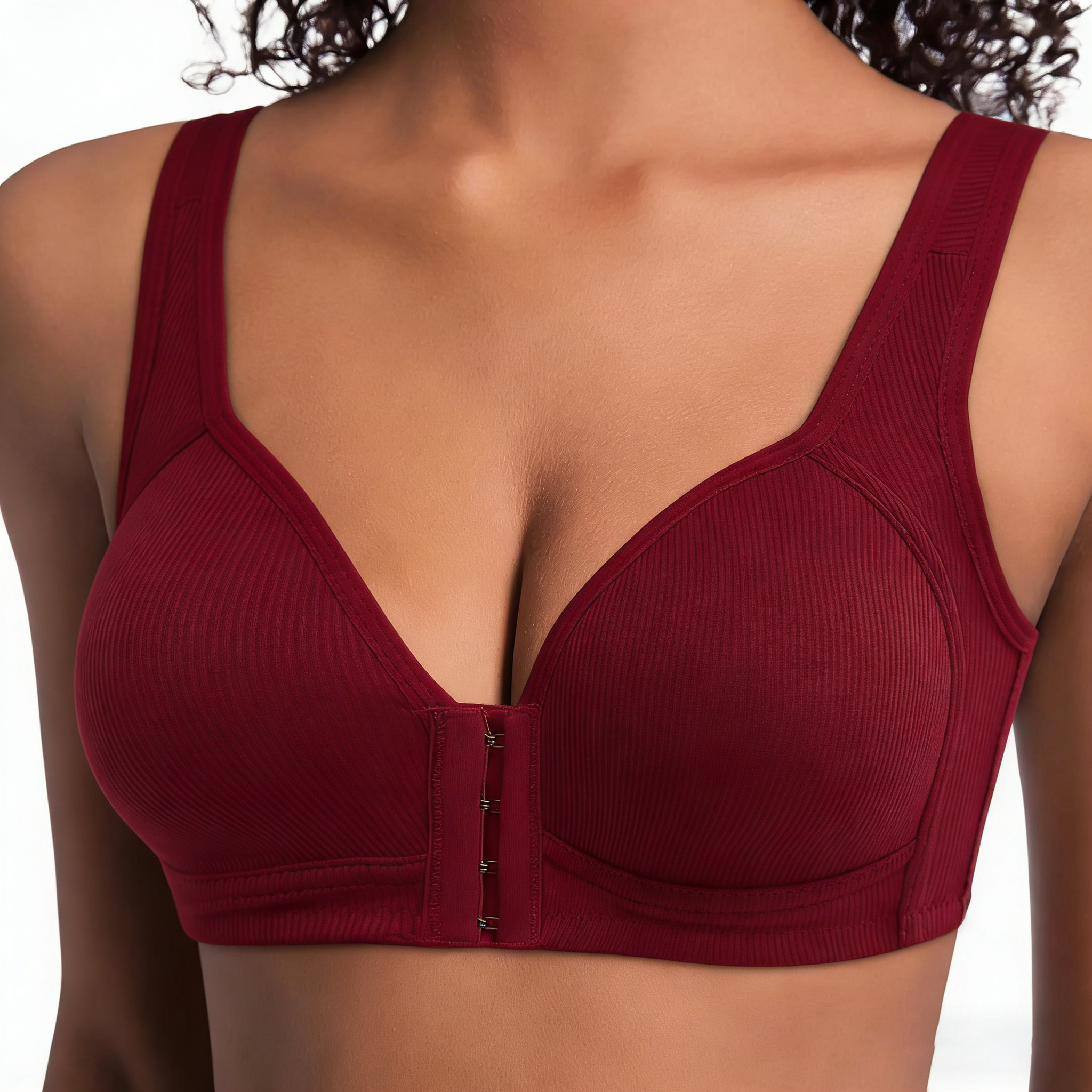 Women's Front Closure Cross Back Wireless Bra