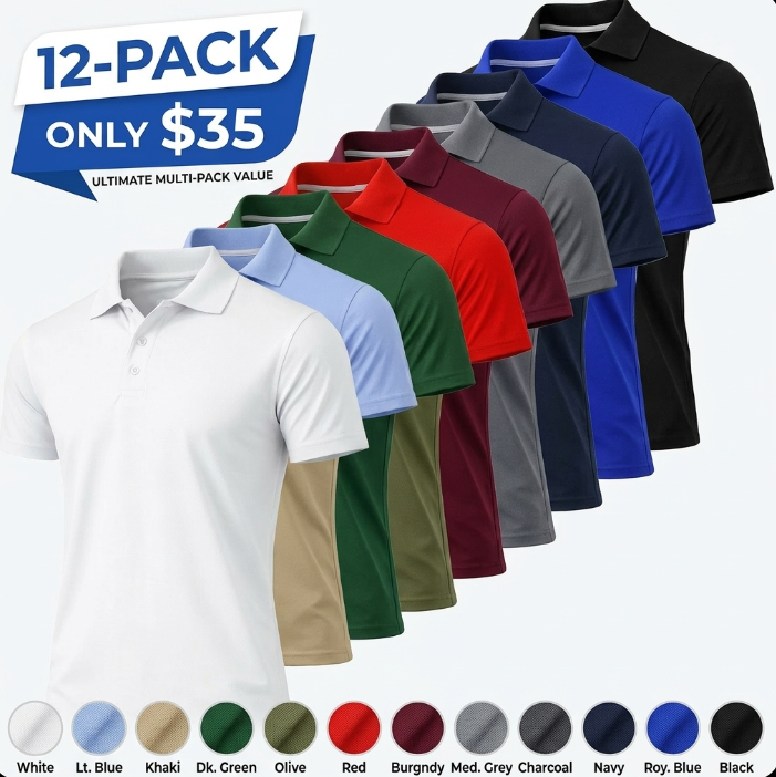 👕👕Men's Performance Polo Shirt with Ribbed Sleeves