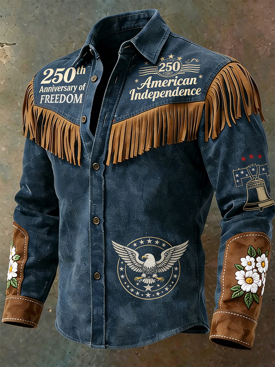 Men's 250th Anniversary of Freedom Eagle Fringe Western Shirt