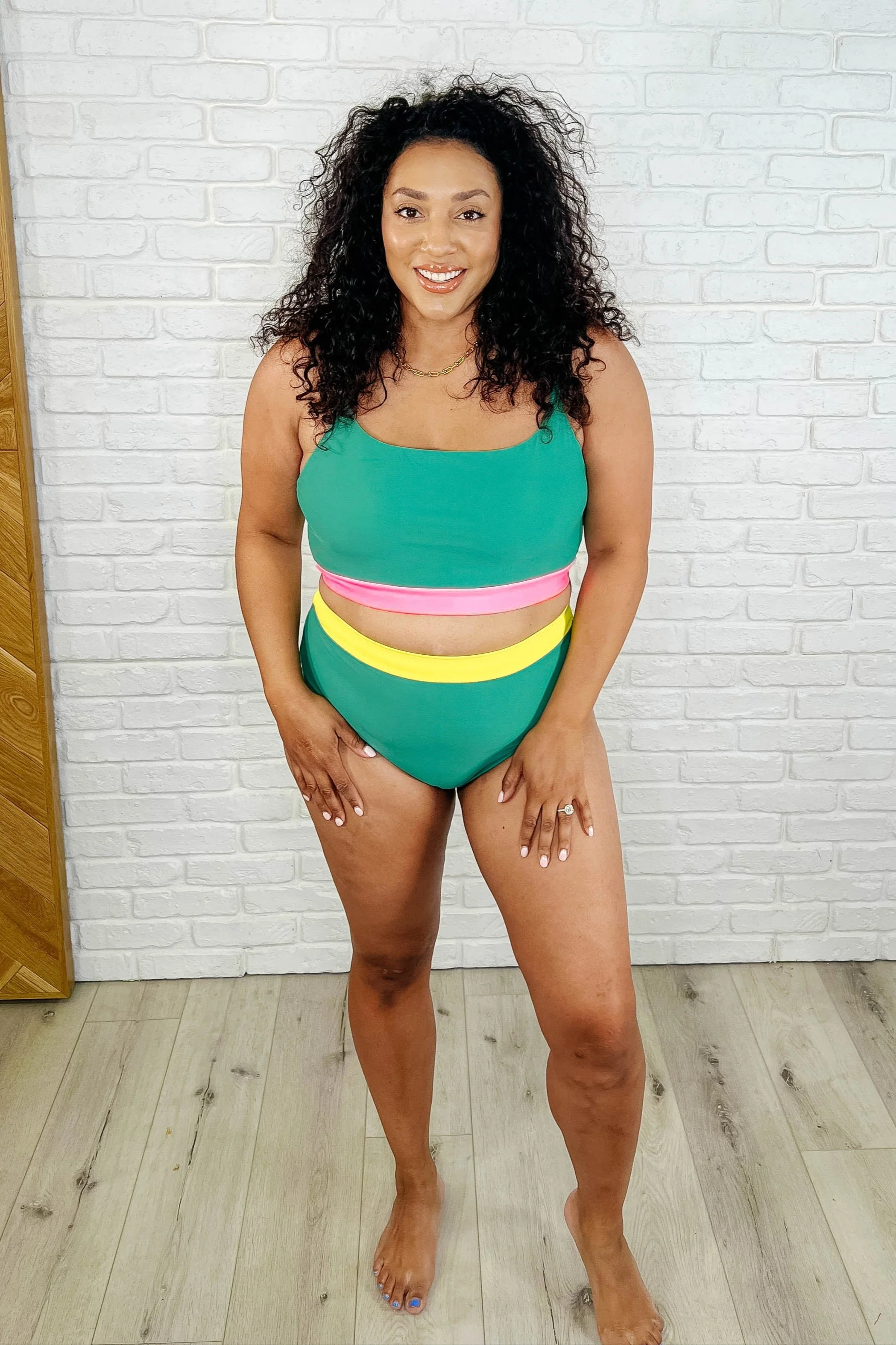 Fiji Color Block Swim Top