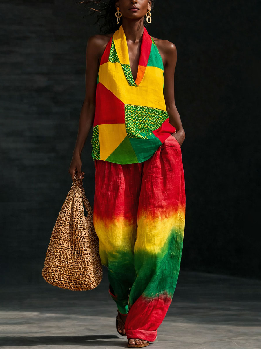 Women’s Juneteenth Creative Knit Style Print Two-Piece Set