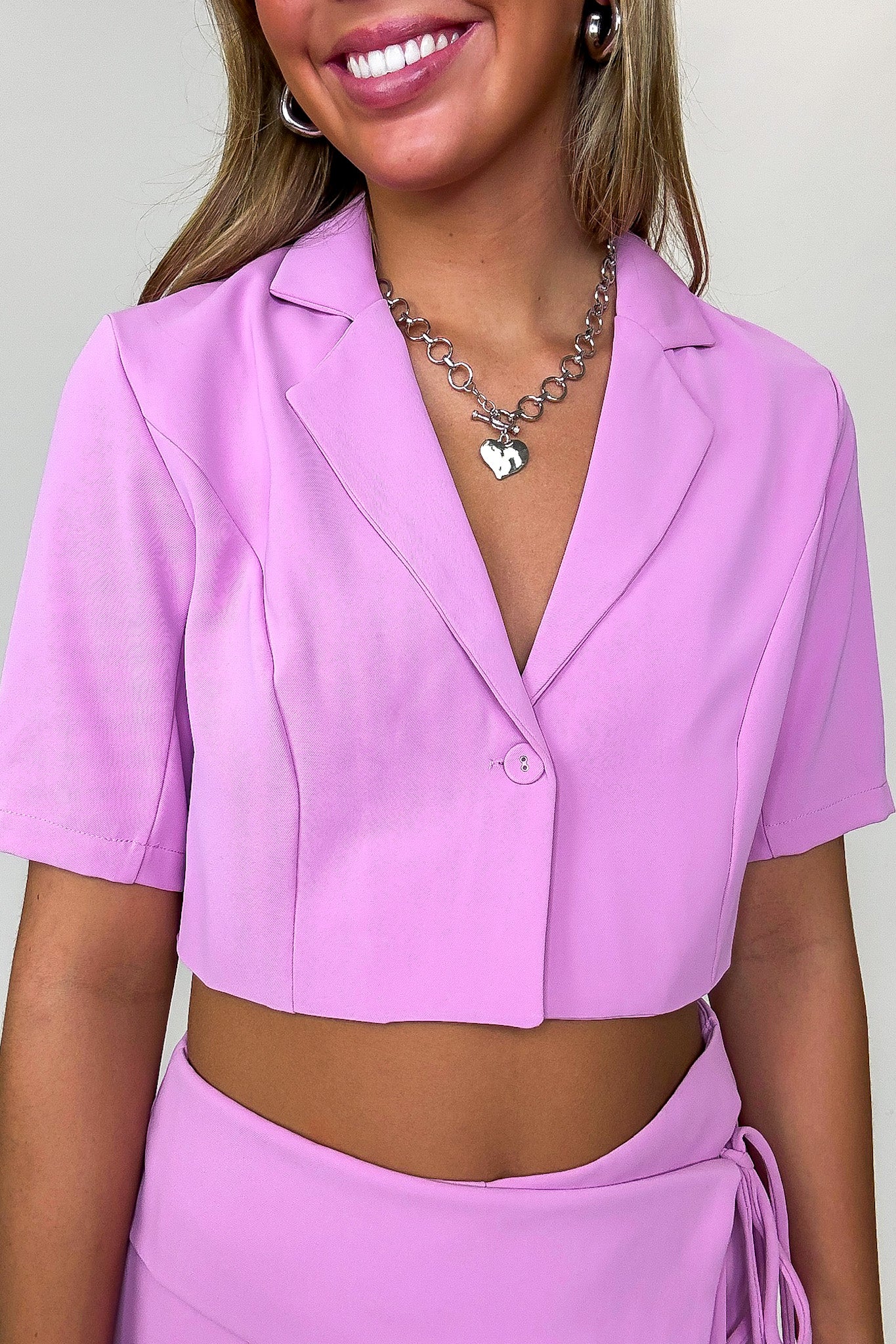 Short Sleeve Collar Button Top