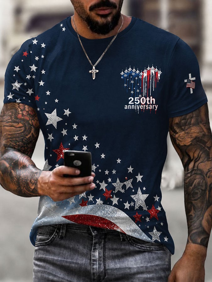 Men's Retro 250th Anniversary Printed Short-Sleeve T-Shirt