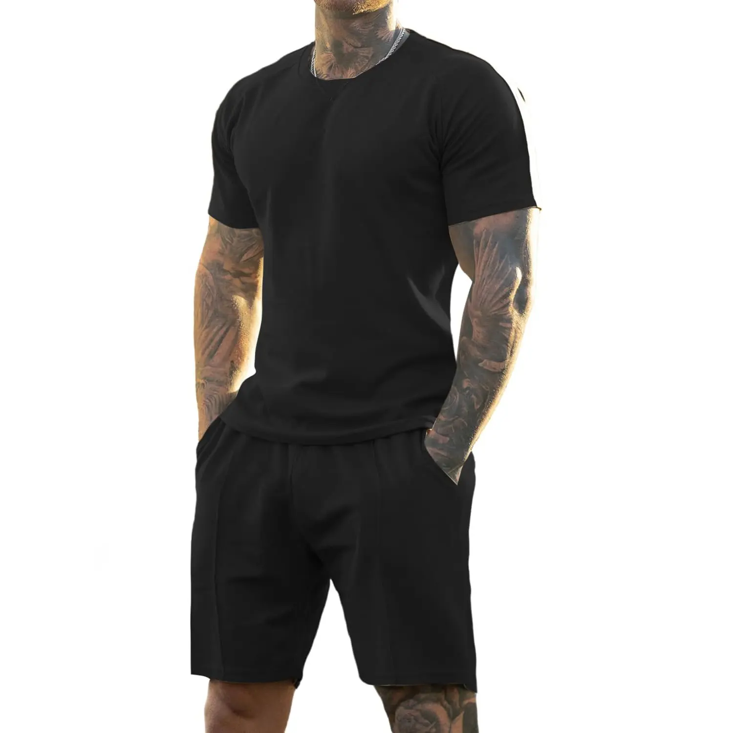 Mens Short Sets 2 Piece Outfits Fashion Summer Tracksuits Casual Set