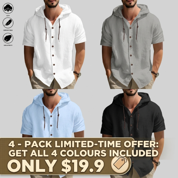 Men’s Hooded Button-Up Outdoor Shirt – Casual Long Sleeve Hiking Top