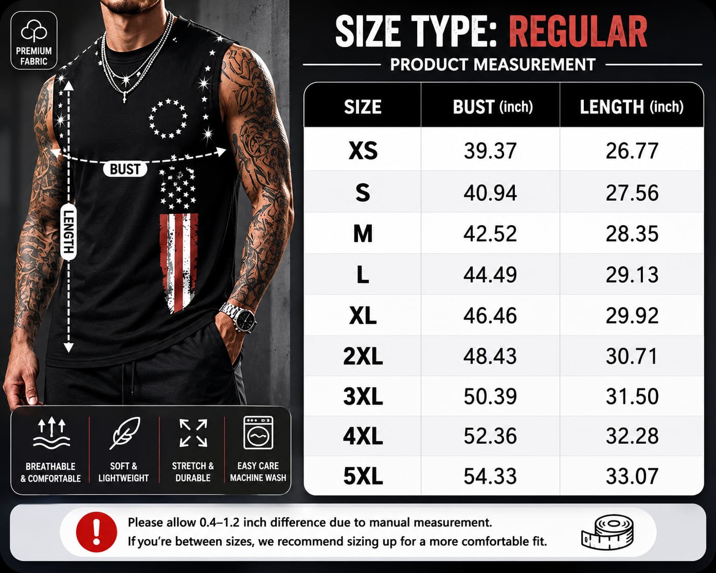 Men's American Flag Graphic Print Tank Top