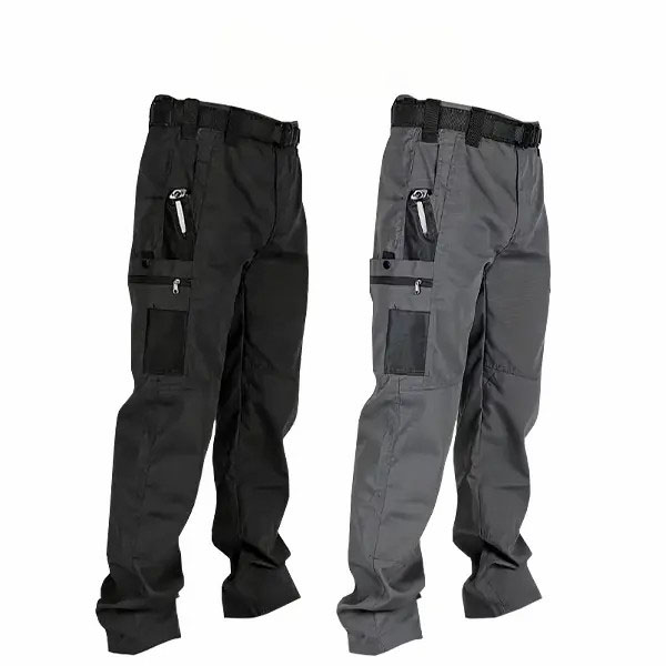 Men's Tactical Work Pants – Multi-Pocket Outdoor Training Pants with Zipper Closures