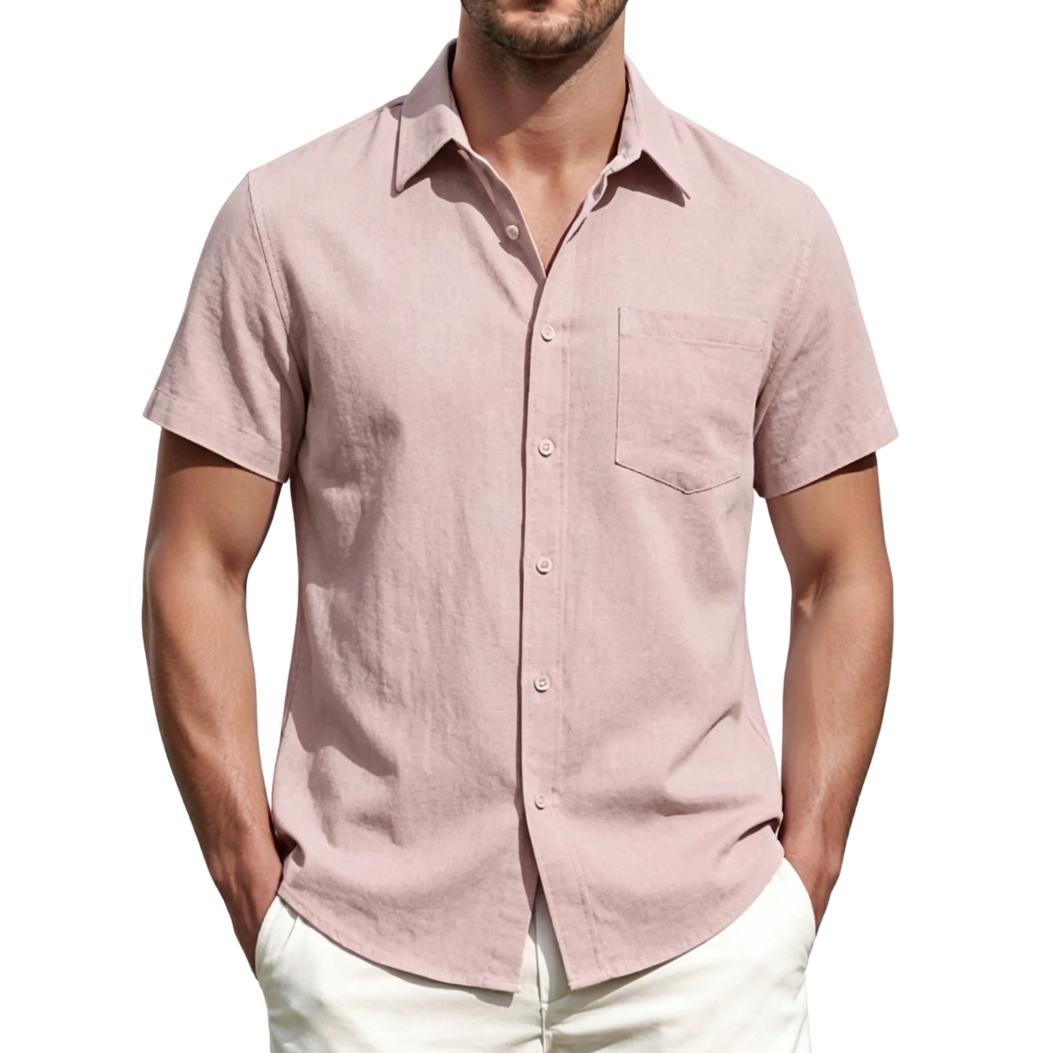 Men's Linen Short-Sleeve Shirts (Pack of 10) — Dress Shirts with Pockets