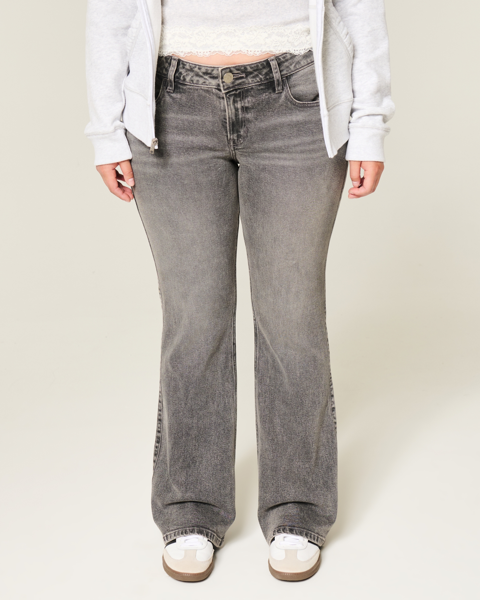 Low-Rise Dark Wash Embroidered Bootcut Jeans