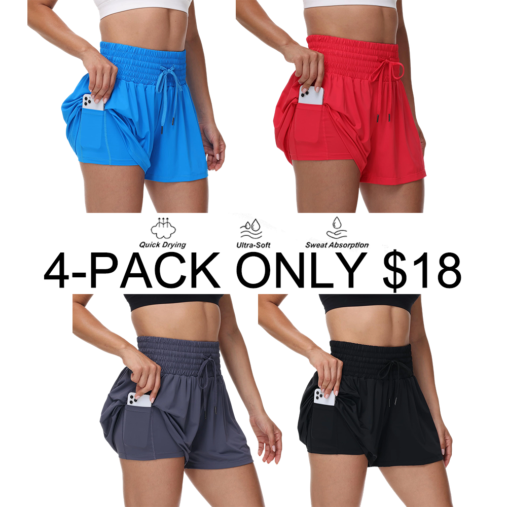 High Waisted 2-in-1 Flowy Athletic Shorts