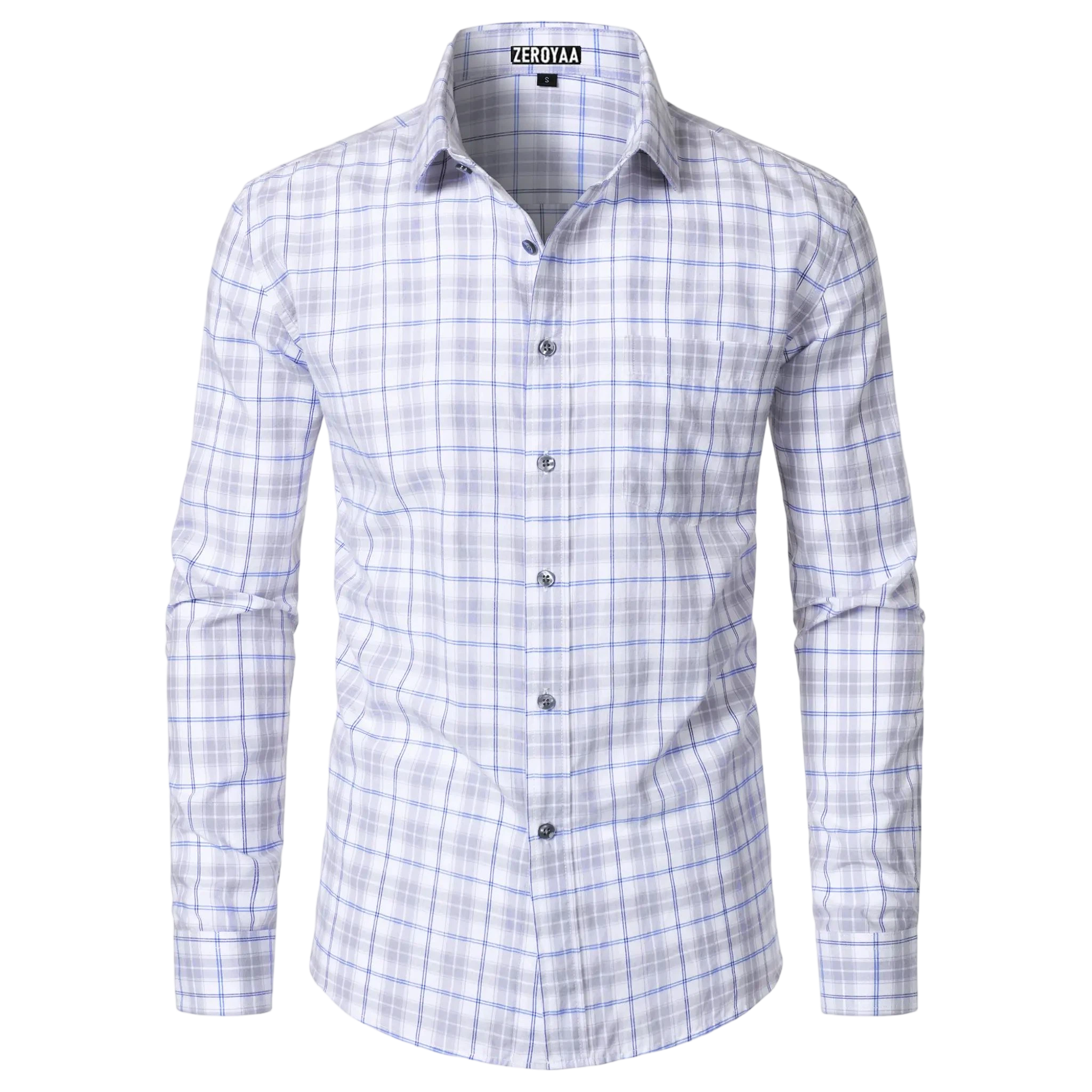 Men's Plaid Long Sleeve Dress Shirt Formal Gingham Slim Fit Button Down Shirts with Lightweight Casual Classic Birthday Fashion