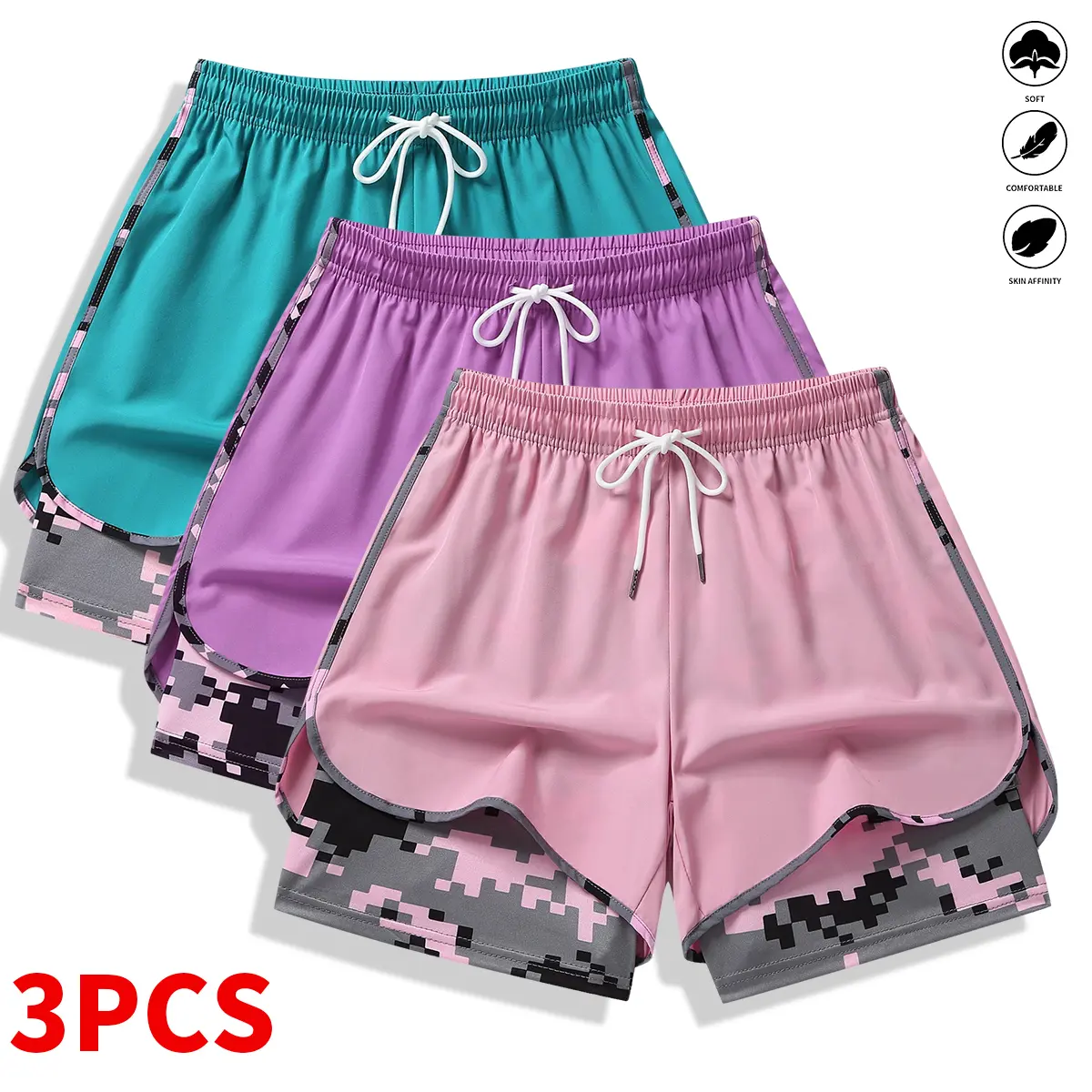 🔥6 SETS $24 Women’s Casual Athletic Shorts with Built-in Liner