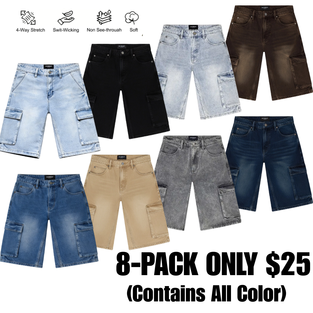 Baggy Fit Cargo Denim Shorts