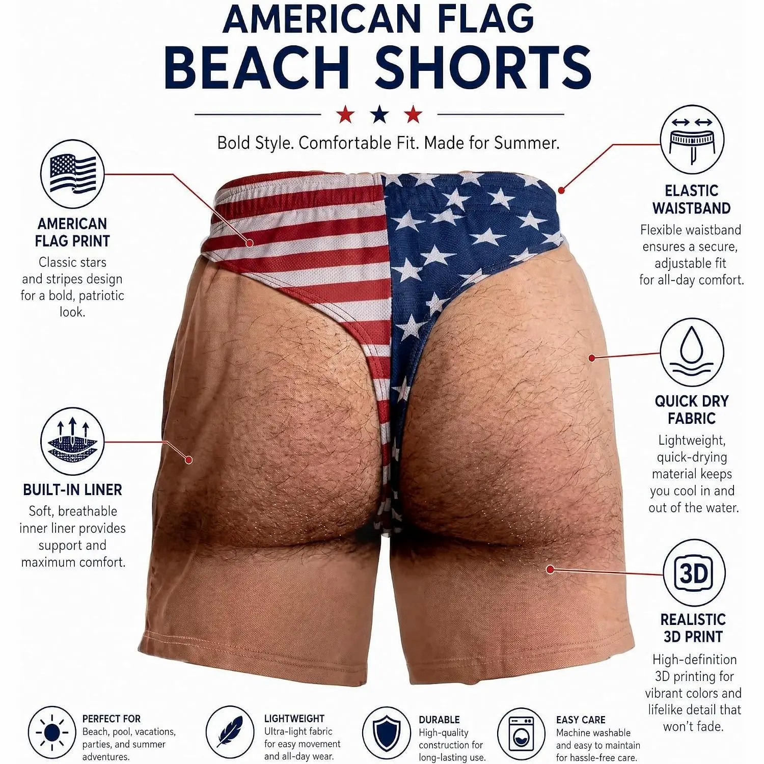Men's Patriotic Swim Trunks – American Flag 