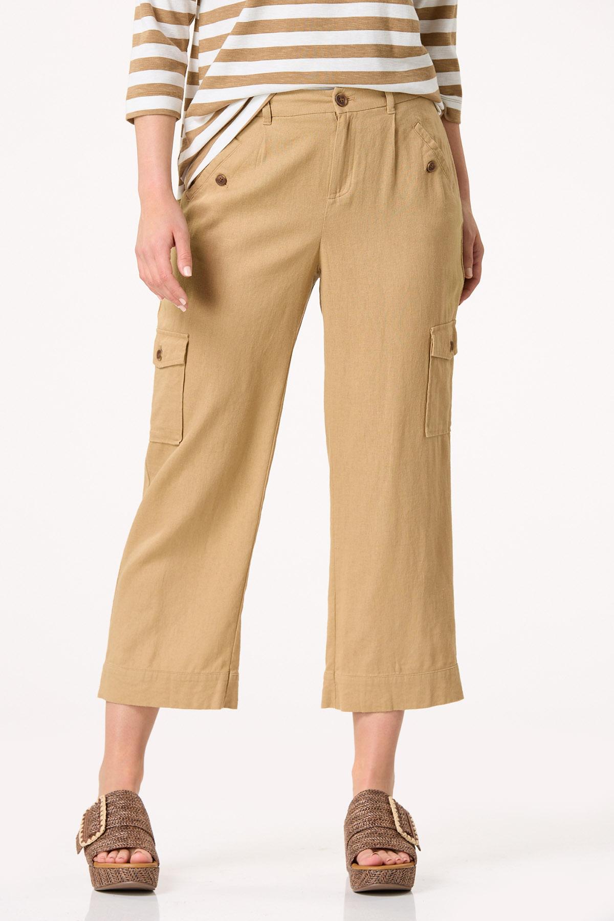 Solid Linen Cropped Pants