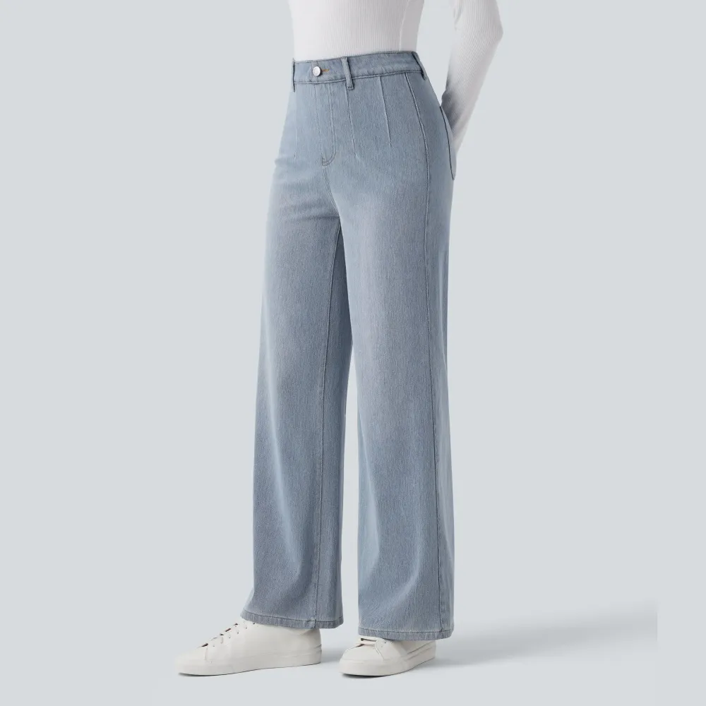 Halara Flex High Waisted Tummy Control Wide Leg Casual Jeans with Pockets
