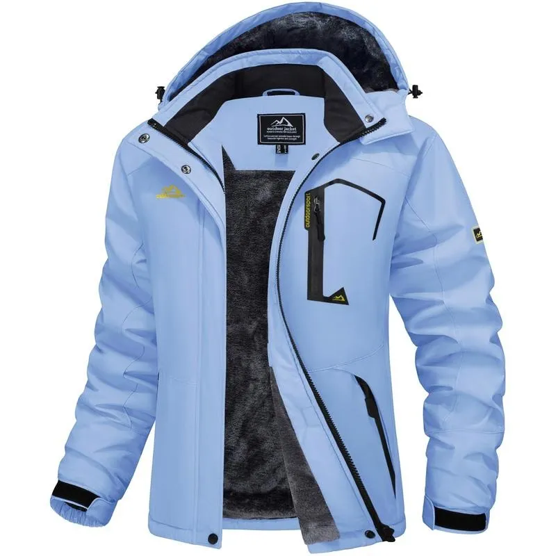 Women's Waterproof Ski Jacket Hooded Fleece Lined Warm Winter Jacket