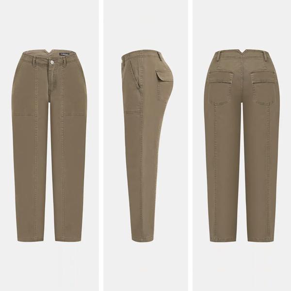 Mother's Day Sale💕Mid Waist Baby Barrel Fit Deep Pockets Pants