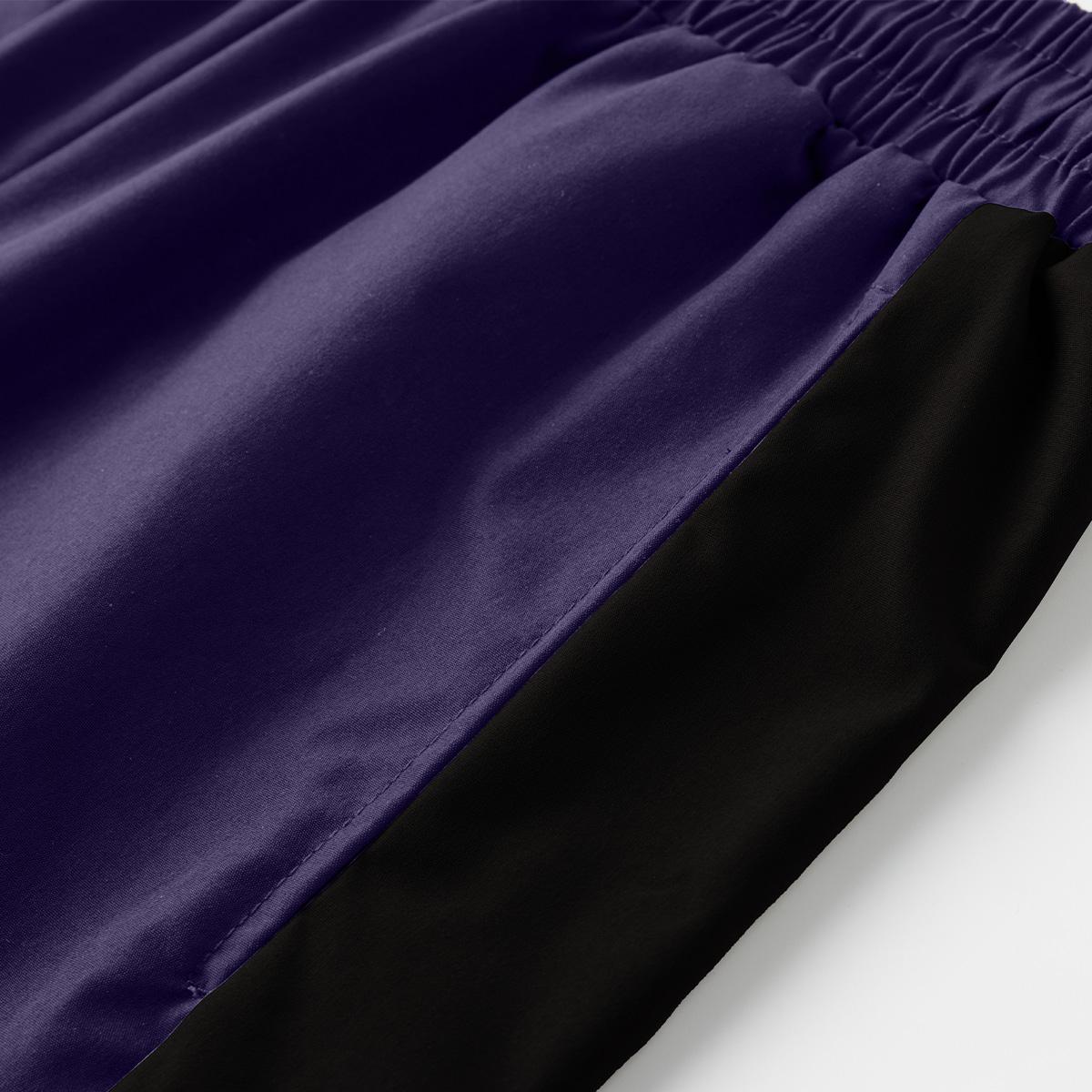 Men's High-Street Style Color-Block Spliced ​​Wide-Leg Pants with Side Stripes and Drawstrings