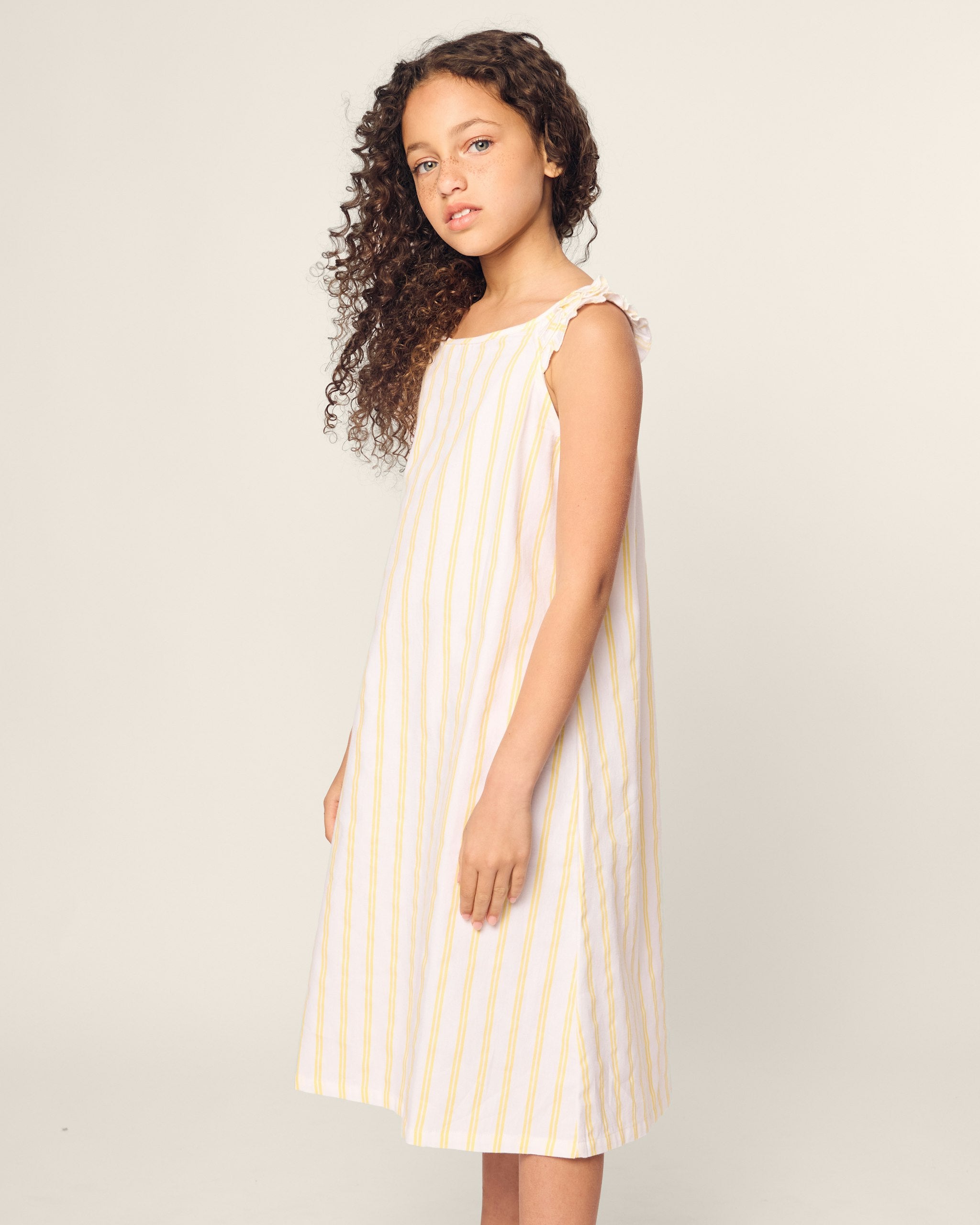 Girl's Twill Amelie Nightgown in Sunny Stripe