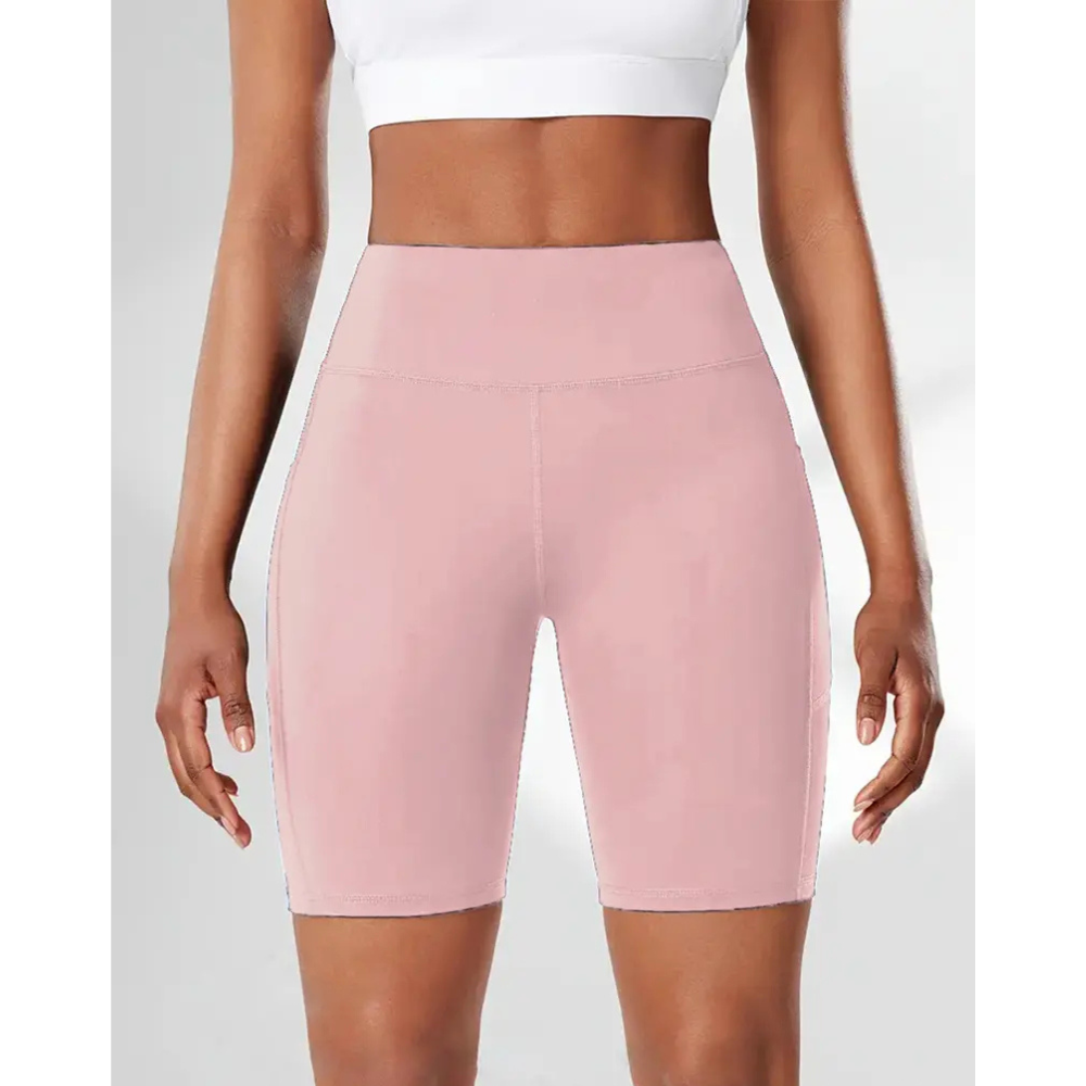 High Waist Yoga Shorts for Women - Soft Breathable Athletic Workout Shorts with Pockets, Tight Fit Gym Wear for Casual Use