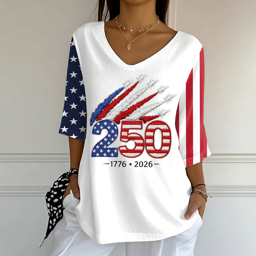 Women'S V-Neck Casual Cotton And Linen T-Shirt