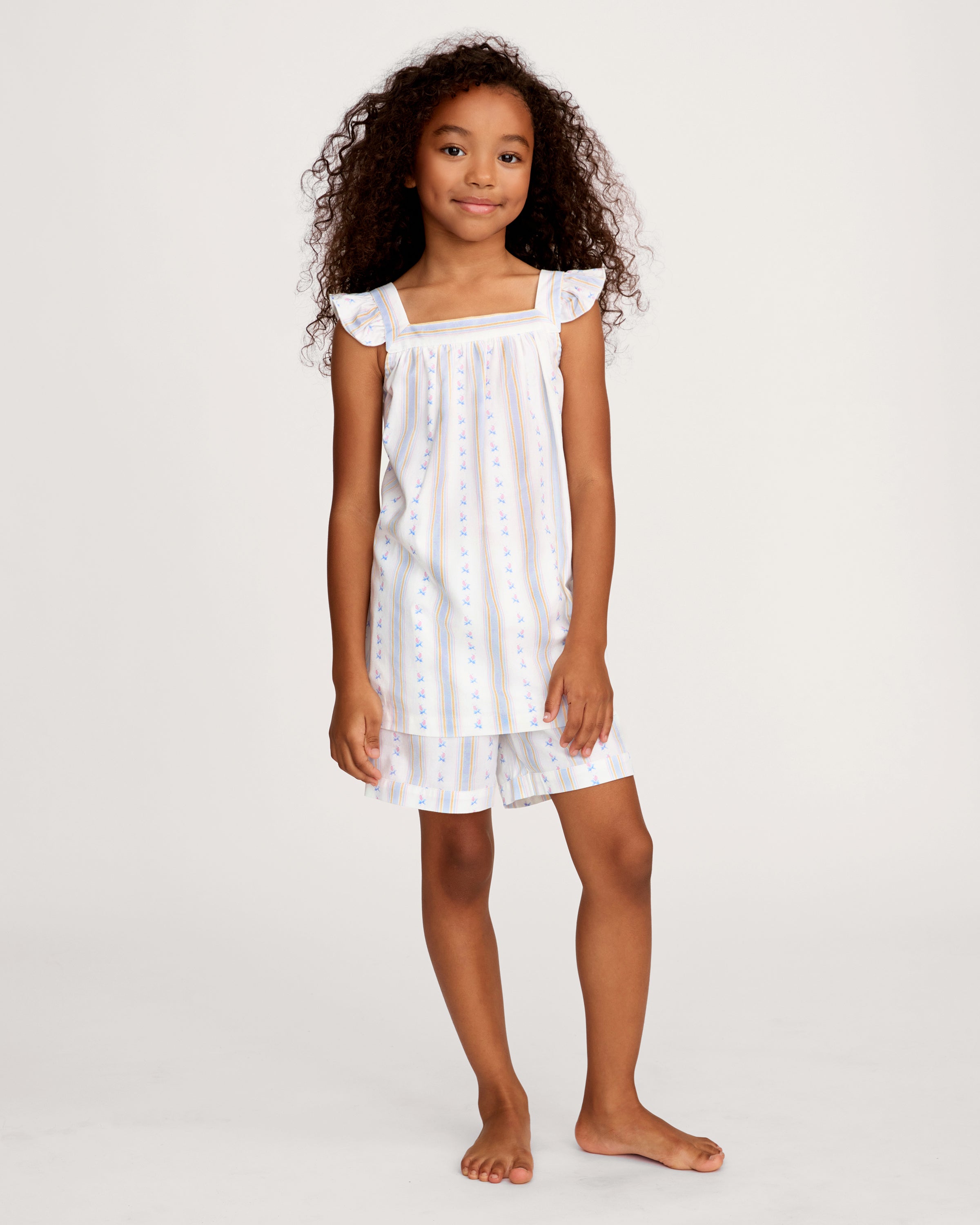 Girl's Twill Clara Short Set in Cottage Stripe