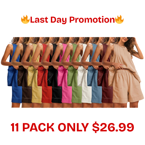 Womens 2 Piece Outfits Sleeveless Matching Sets A Line Tank Tops Contrast Stitching High Waist Shorts with Pockets
