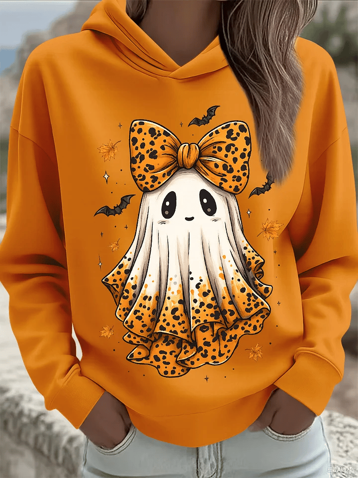 🔥HOT SALE🔥Women's Halloween Ghost Bat Art Print Sweatshirt