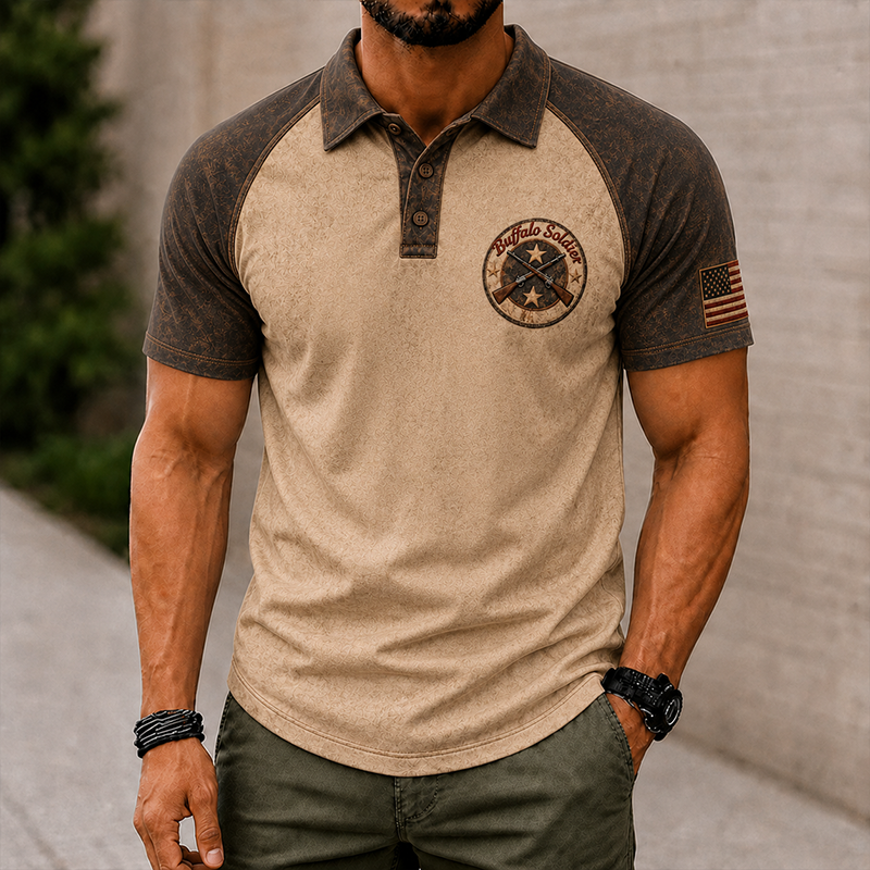 Men's Buffalo Soldier Summer Short-Sleeve Polo Shirt