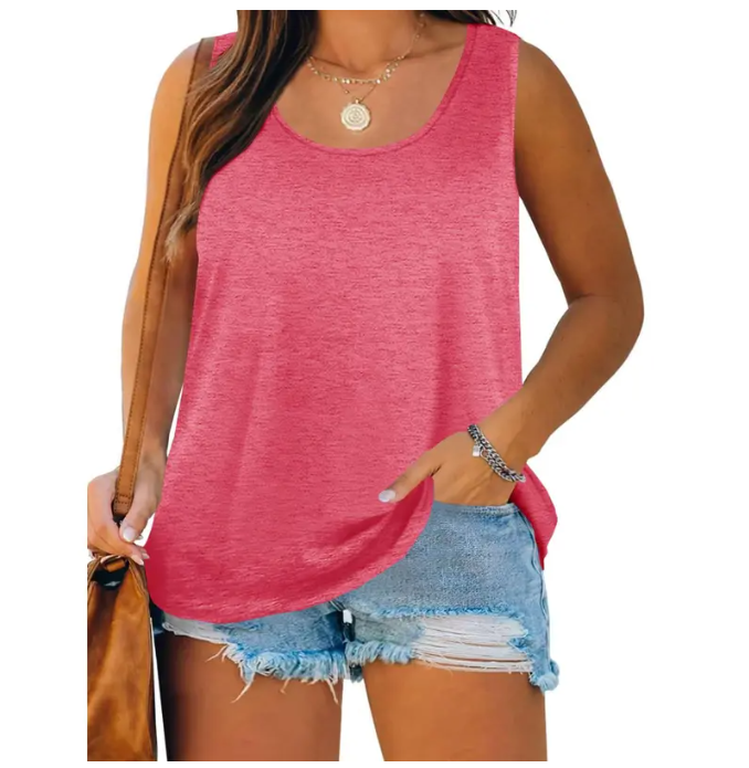 Plus Size Tank Tops for Women Summer Sleeveless Scoop Neck T-Shirts Tops