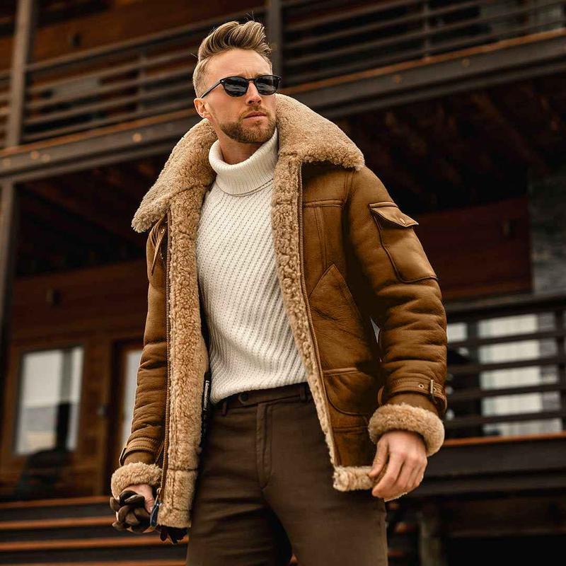 Men’s Tactical Fleece Winter Jacket with Fur Collar