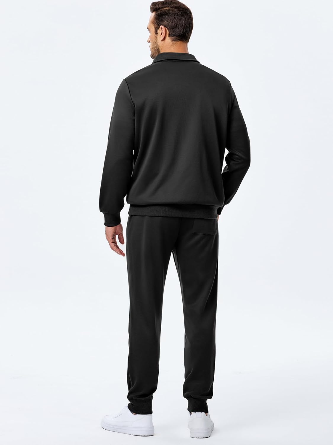 Men's Track Suits 2 Piece Outfits Quarter Zipper Polo Shirt Tracksuit & Joggers Sweatpants Sweatsuit Sets