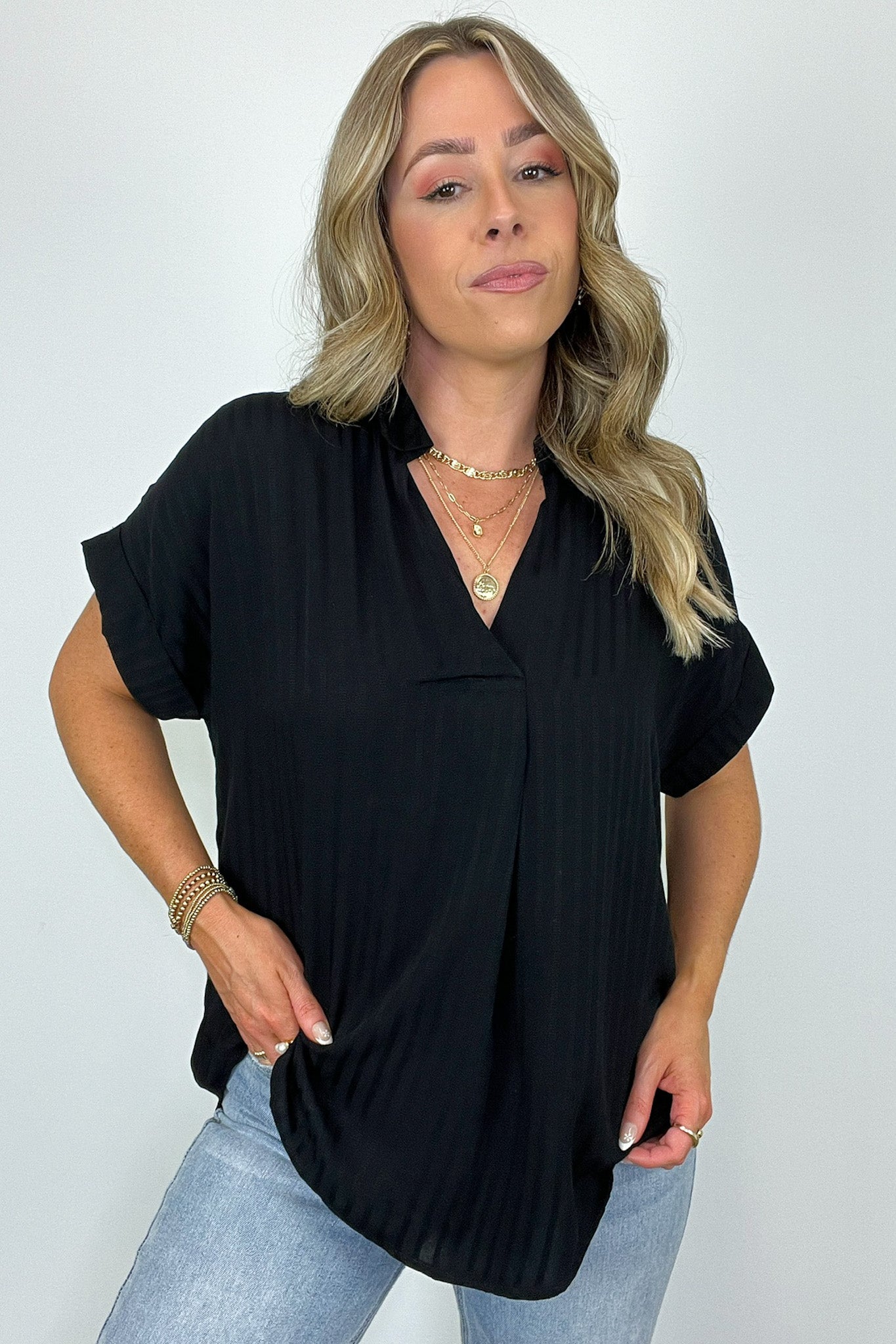 Striped V-Neck Top
