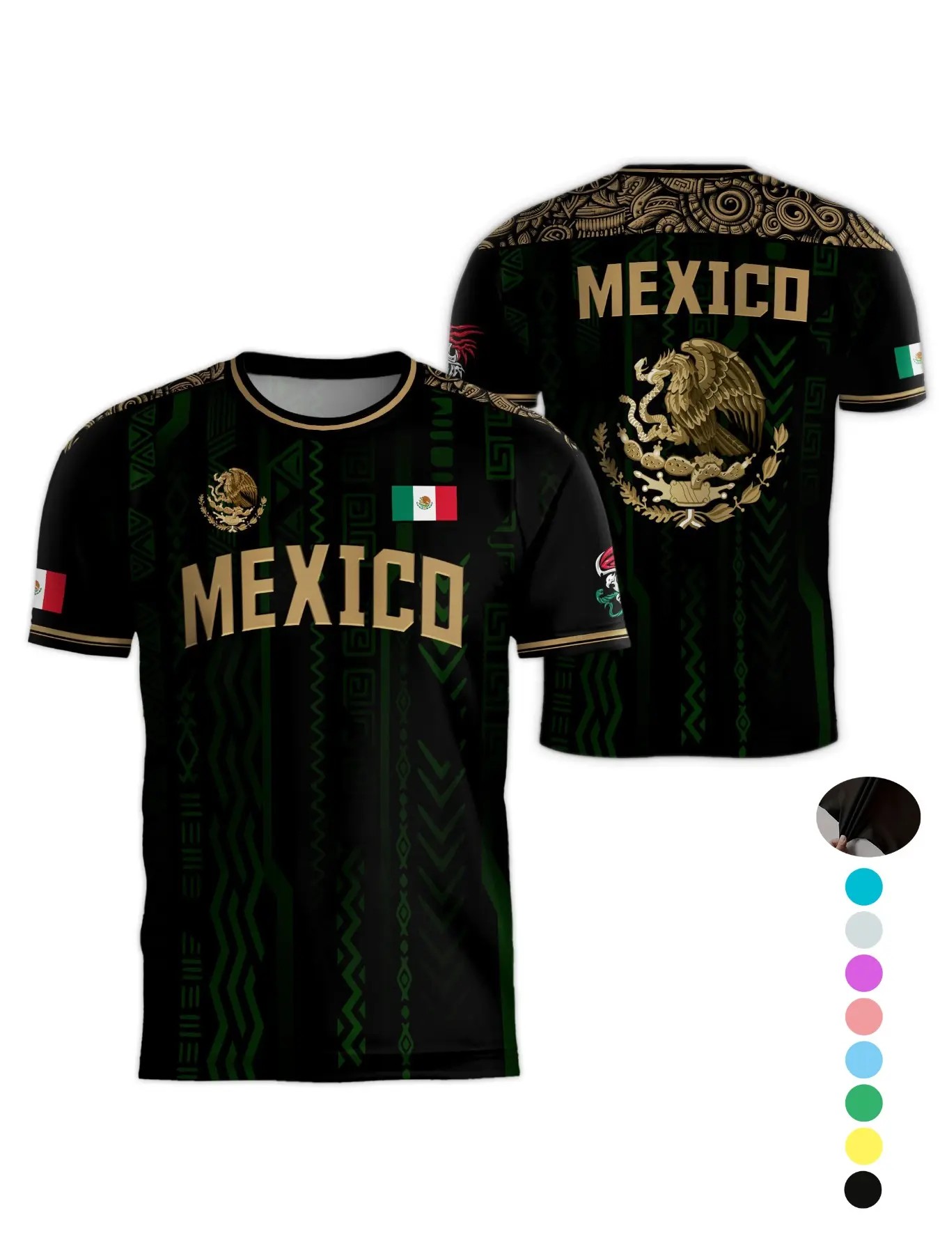 Mexico World Cup Short Sleeve T-Shirt, Breathable Quick-Dry Sports Fabric, Casual Fitted Ombre Design, Unisex Long Tee for All Seasons, Athletic Sports Clothing