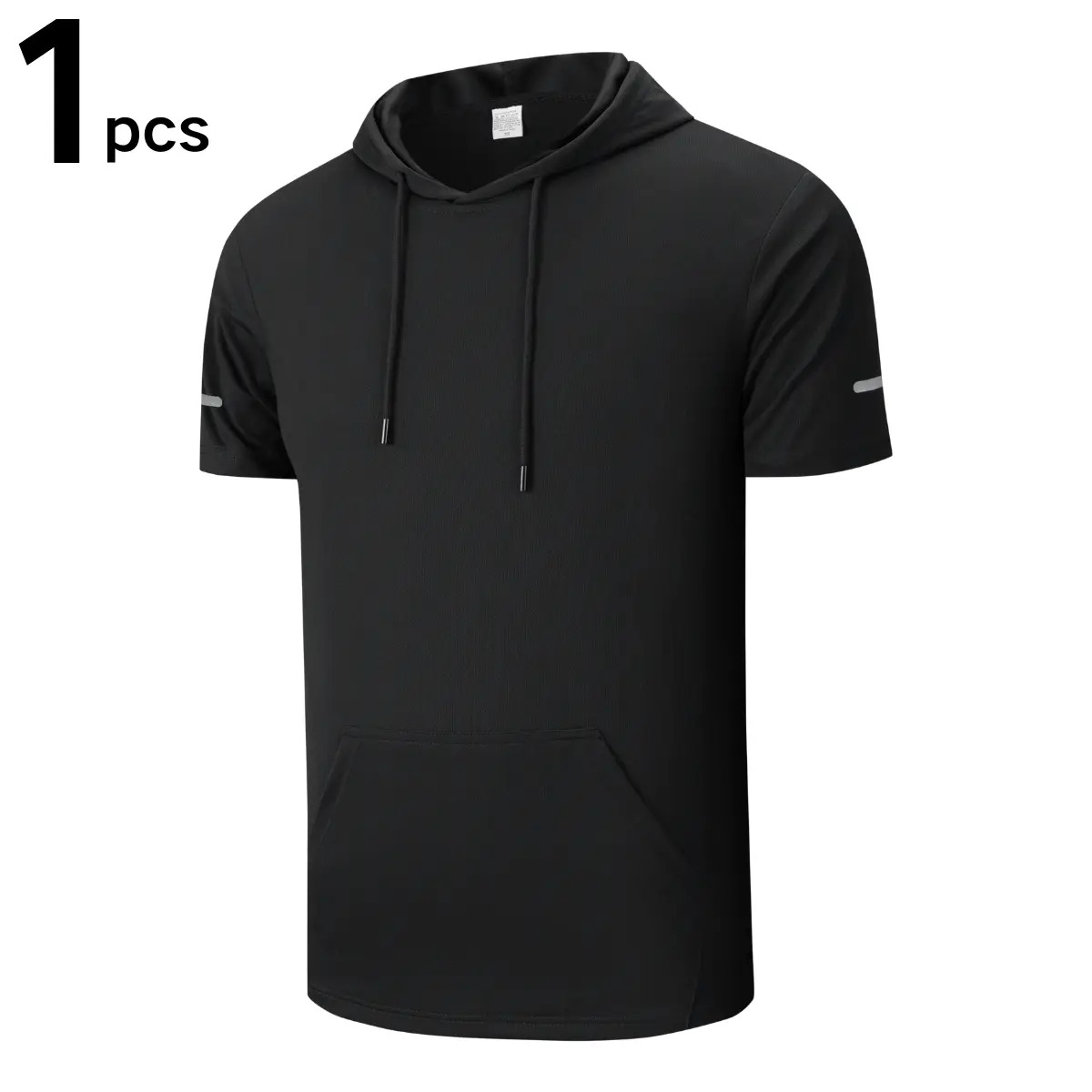 Men's Solid-Color Short-Sleeve Athletic Hoodie